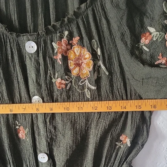 Fig and Flower Dark Green Floral Maxi Tiered Dress XL